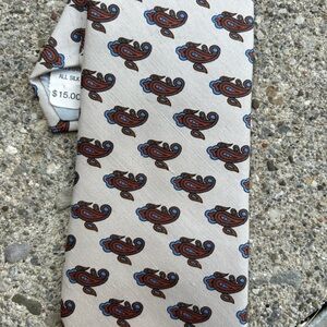 Vintage Hardy Amies Beige and Blue Paisley Tie